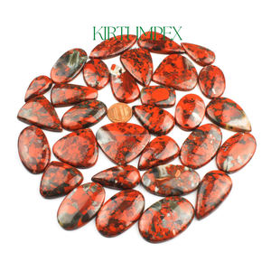 Cabochons en jaspe breccié polis à la main, dos plat, pierres précieuses rouges naturelles pour la fabrication de bijoux, vente en gros, fournitures en vrac - Product Image 2