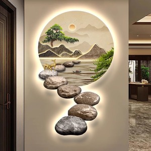 Cuadro Decorativo con Luz LED de <span class=keywords><strong>Paisaje</strong></span> Clásico Chino, Naturaleza Muerta, Arte para Colgar en la Pared - Product Image 1