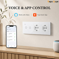 Prise murale industrielle standard européenne USB Type-C 2.1A avec panneau en verre trempé, indice de protection IP21, pour usage domestique, bureau et commercial