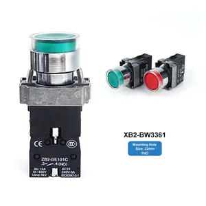 مفتاح زر ضغط دوار Selector للطوارئ 22 x b2 من نوع الإغلاق الذاتي الأخضر 1NO