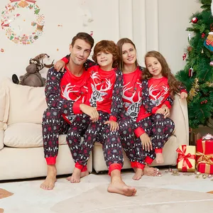 2023 Рождественская семейная пижама с длинным рукавом и принтом