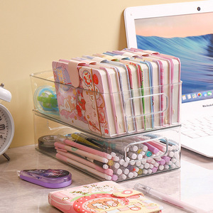 Transparent Desktop Storage Box With <b>Drawers</b> Stackable Organizer For Makeup Cosmetics Jewelry Office Supplies Student Use - Product Image 3