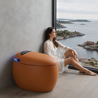 Nouvelle Conception – WC Intelligent Coloré à Poser au Sol, Céramique Noire, Siège Chauffant, Double Chasse d'Eau, Siphon en S Inclus