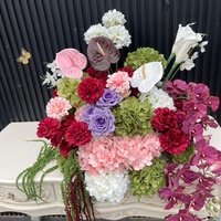 Nouvelle Conception Personnalisée Centre de Table Floral Artificiel en Soie Vert Bourgogne, Boule de Fleurs pour Table de Mariage, Durable et de Haute Qualité