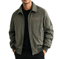 Blouson Bomber Homme Personnalisé à Col Rabattu, Coupe-Vent avec Poches Zippées et Ourlet Côtelé – Manteau Décontracté Quotidien pour Homme