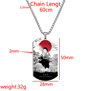 Kalung Anime Jepang liontin logam kalung pembunuh Iblis kartun keren ornamen tag anjing sesuai pesanan grosir rantai Widget - Product Image 6