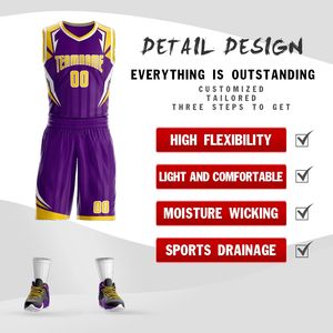 Uniforme de Baloncesto Personalizado con Nombre y Número, Pantalones Cortos, Ropa Deportiva para Hombre y Jóvenes, Cuello en V, Sublimado, Absorbe la Humedad - Product Image 2