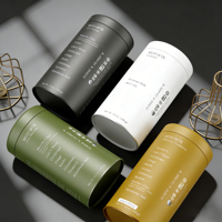 Boîte de conserve ronde en fer blanc de qualité alimentaire avec double couvercle, hermétique, pour poudre de cacao et matcha, avec logo personnalisé imprimé