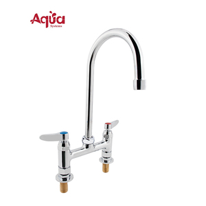 Aqua Systems Traditional Kitchen Faucet 2 Handle Deck Mounted Polished Chrome Brass Finish Classic Design - Product Image 1