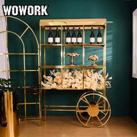WOWORK Gerobak Bunga Logam Vintage Tahan Air untuk Dekorasi Pesta dan Ulang Tahun