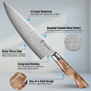 ชุดมีดเหล็กดามัสกัสญี่ปุ่น 7 ชิ้น ด้ามไม้ลายเงา เหล็กกล้าคาร์บอนสูง 67 ชั้น - Product Image 4