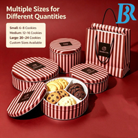 Boîtes rondes en métal pour biscuits, boîtes à biscuits personnalisées imprimées, boîtes à biscuits de qualité alimentaire avec sac cadeau en papier pour emballage cadeau de biscuits pour les fêtes