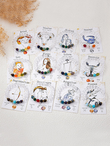 2025 nouveau unisexe rêve perles de pierre naturelle Bracelet douze zodiaque plaqué or boule forme Style à la mode avec emballage de carte - Product Image 3