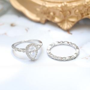 Oahlan 1.5ct 925 Sterling Zilveren Bruidsring Sets Traan Cz Verlovingsringen Vintage Peer Belofte Ringen Peer Gesneden Trouwringen - Product Image 3