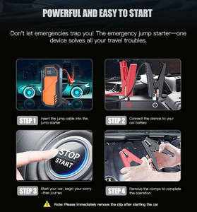 Démarreur <span class=keywords><strong>de</strong></span> saut 12V, batterie externe, gonfleur <span class=keywords><strong>de</strong></span> pneus, lumière SOS, courant <span class=keywords><strong>de</strong></span> pointe 800-1200A pour démarrage d'urgence <span class=keywords><strong>de</strong></span> voiture, camion, assistance routière - Product Image 6