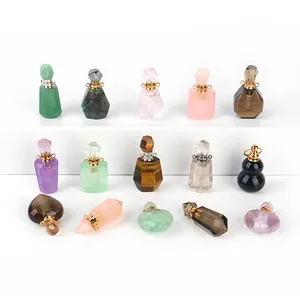 Оптовая продажа Кристалл флакон духов кулон розовый кварц Fengshui кристалл ожерелье кулон