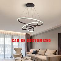 Lustre LED rond de style nordique moderne 36W/24W/12W, hauteur réglable, taille moyenne, luminaire suspendu pour plafond
