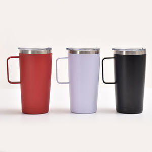 Mug de voyage isotherme en acier inoxydable avec poignée, 20 oz, revêtement poudré, gravure laser, bouteille d'eau thermique pour café, cadeau de Noël - Product Image 2