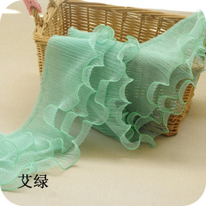 Nastro in Organza a Tre Strati da 12CM con Pieghe Elastiche a Foglia di Loto, Accessori per Abbigliamento Fai-da-Te, Decorazioni per Scarpe e Borse - Product Image 3