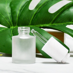 Botella de Vidrio Esmerilado Redonda con <span class=keywords><strong>Gotero</strong></span> para Suero Cosmético, Crema Facial, 20ml-100ml, Botón de Presión Transparente - Product Image 3