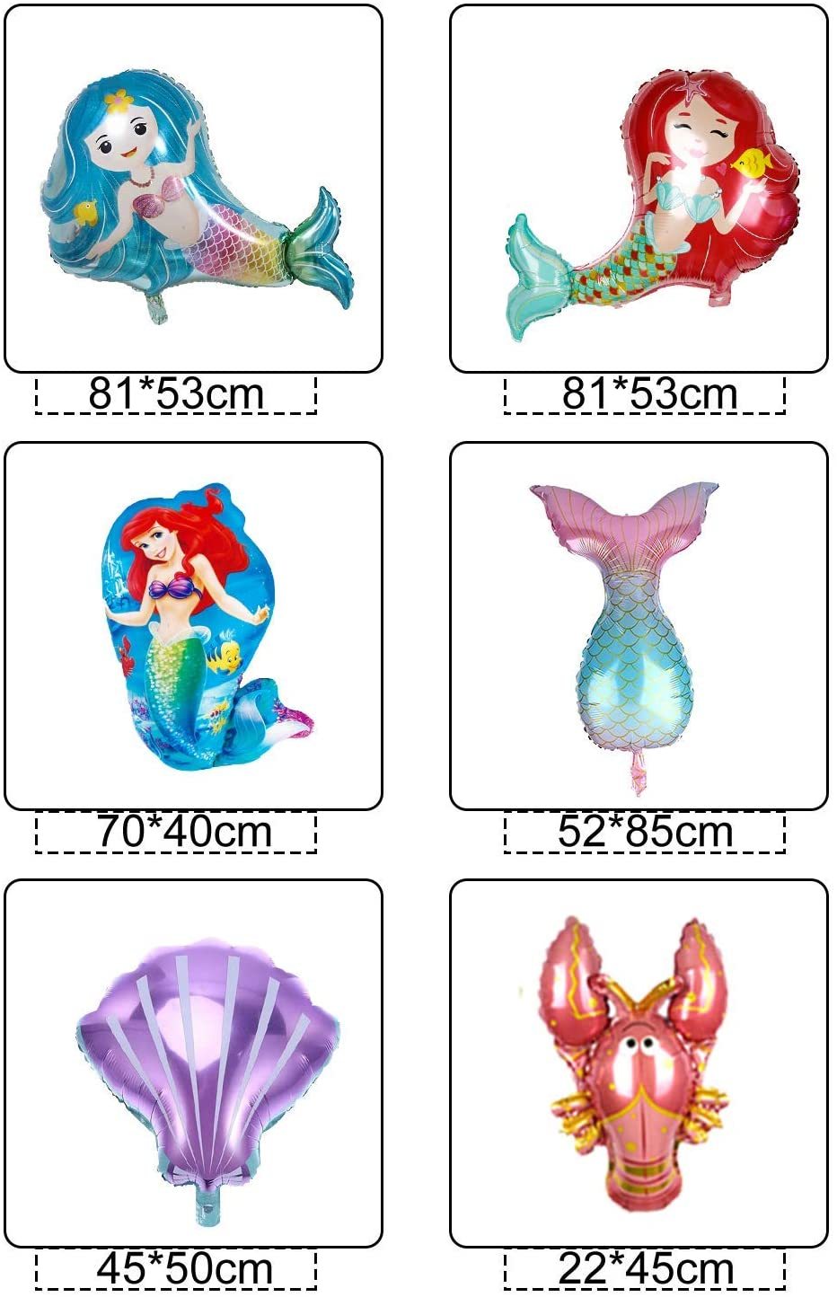 Set di 5 decorazioni per compleanno a tema sirena, palloncini a conchiglia e palloncini a forma di sirena, accessori per feste a tema oceano e compleanni Set di 5 decorazioni per compleanno a tema sirena, palloncini a conchiglia e palloncini a forma di sirena, accessori per feste a tema oceano e compleanni