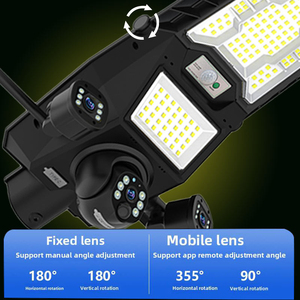 Système 3 objectifs 4 caméras V380Pro Eseecloud, lampadaire solaire LED 450W pour cour et allée avec caméra - Product Image 1