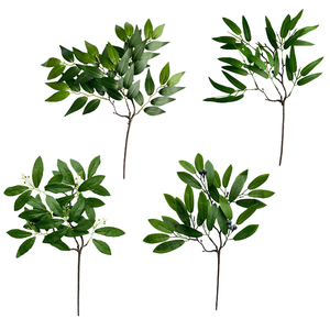 Ramo di foglie di eucalipto artificiali in seta, piccolo, riciclabile ed ecologico, sempreverde per decorazioni domestiche e da scrivania - Product Image 1