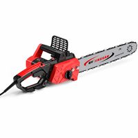Tronçonneuse électrique filaire rouge portative avec garde avant pour la coupe du bois de jardin et du bois de chauffage