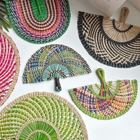 Éventails artisanaux en iraca écologiques, tissés en jonc de mer, style bohème chic, pour mariage, cadeaux de demoiselles d'honneur, décoration maison et plage, vente en gros