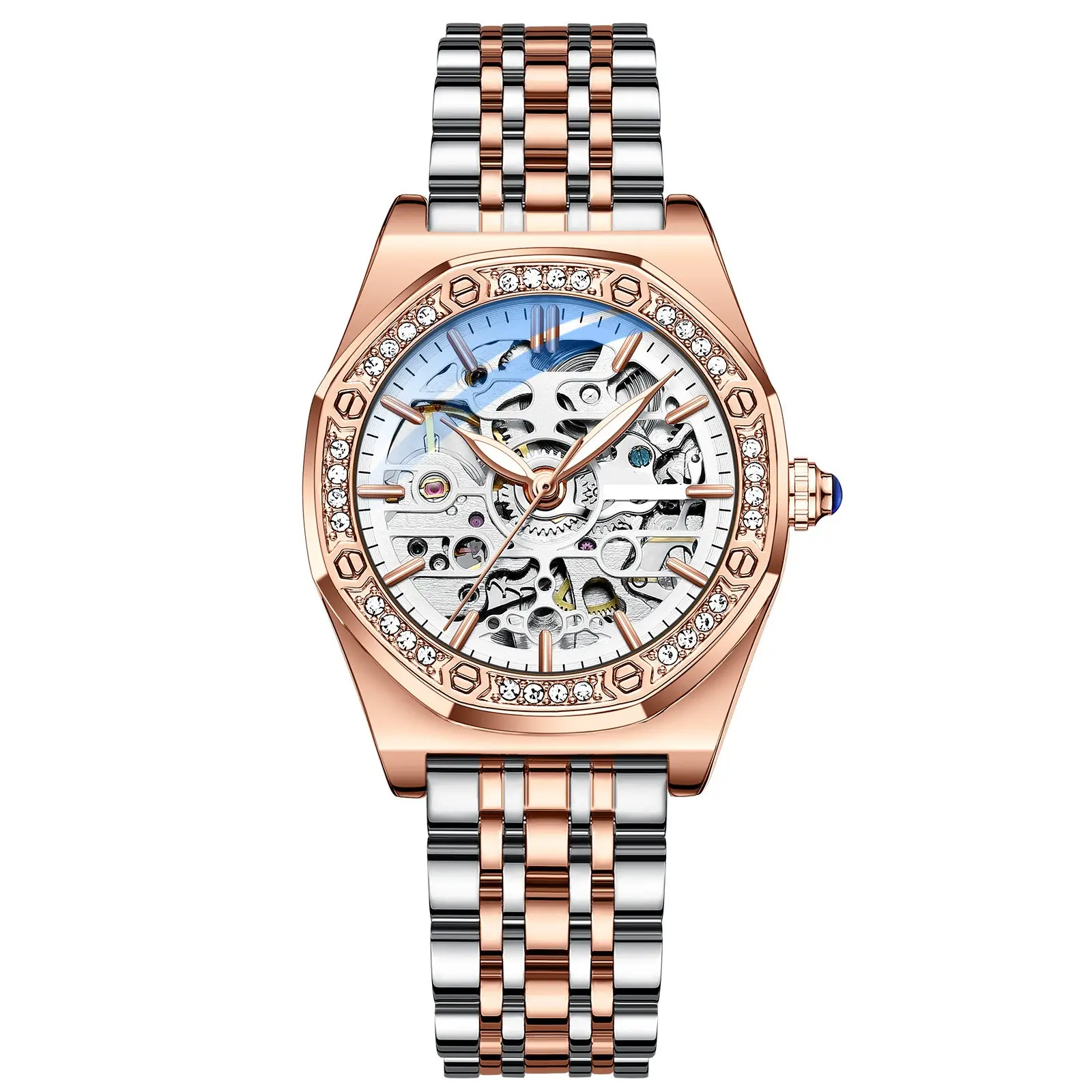 Fashion New Automatic Waterproof Watch for Ladies Luxury Stainless Steel Strap Women Mechanical Watch