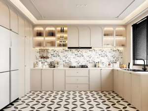 Ensemble de meubles de cuisine complet en aluminium et PVC, prix de l'ensemble de meubles de cuisine, cuisine en pierre de quartz, cuisine moderne avec cuisinière - Product Image 2