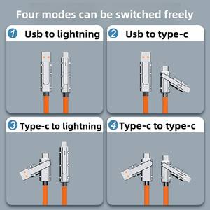 Câble de charge USB Type-C vers C 4 en 1 PD 120W avec rotation à 180° et blindage en PVC tressé, charge rapide 6A pour téléphones - Product Image 6