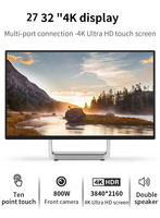 Nouvel ordinateur de bureau HUILAN, écran 27/32 pouces 4K IPS sans cadre argenté avec ports USB/DVI pour une utilisation à domicile et au bureau