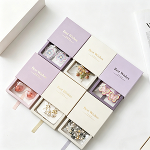<b>Square</b> Drawer Style Jewelry Boxes <b>Set</b> With Cardboard Outer And PE Clear Window Pull Ribbon Jewellery Packaging For Wedding Favo - Product Image 2