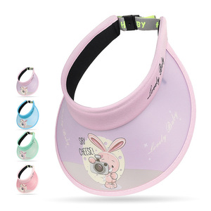 Childrens UV Visor Hat Wide Brim Sun Protection Adjustable For Summer Outings Light Pink Blue Green Purple - Product Image 1