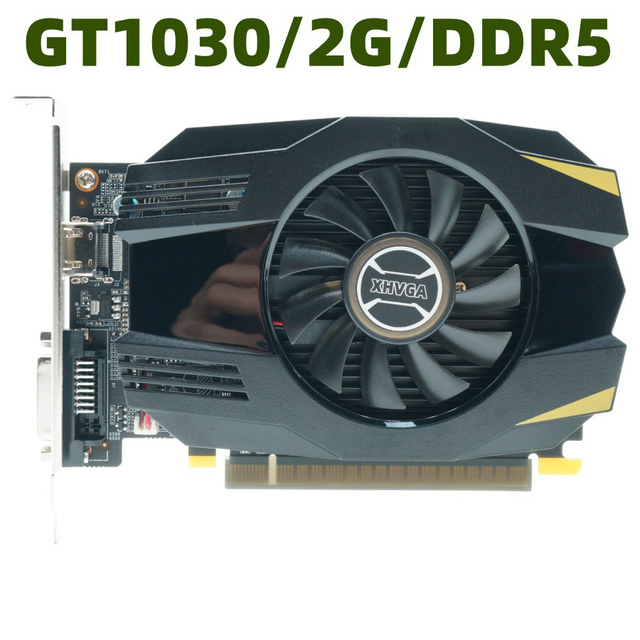 New GT1030 2GB DDR5 Discrete Graphics Card with Fan Cooling for Desktop Gaming Made in China