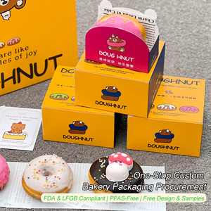 Caja de Papel para Exhibición de <span class=keywords><strong>Donuts</strong></span> y Bagels, Impresión Personalizada, Grado Alimenticio, Cartulina Blanca, Tapa Abierta, Empaque para Panadería, OEM ODM - Product Image 1