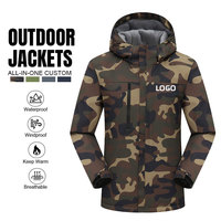 Veste d'hiver pour homme de haute qualité OEM, camouflage, imperméable, coupe-vent, à capuche, chaude, avec logo brodé personnalisé