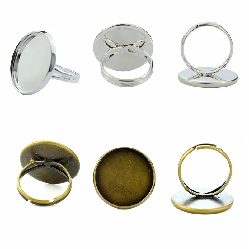 Venta caliente de alta calidad de Metal 20 Mm en blanco de ajustes de anillo sin piedras para accesorios de fabricación de la joyería para hombres y mujeres