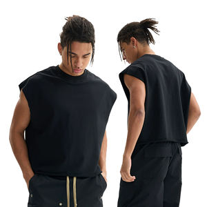 Gilet sans manches à roulettes lourdes, design court de haute qualité, tendance surdimensionnée à ourlet brut - Product Image 2