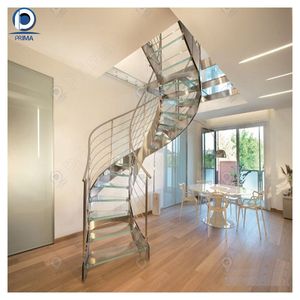 <span class=keywords><strong>Escalier</strong></span> en métal incurvé de conception moderne Prima, <span class=keywords><strong>escalier</strong></span> en <span class=keywords><strong>bois</strong></span> incurvé durable, marche en verre trempé, garde-corps en tige incurvée, <span class=keywords><strong>escalier</strong></span> incurvé - Product Image 1