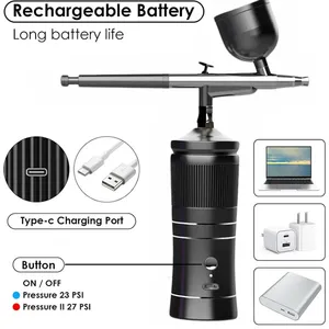Kit de Compresor de Aerógrafo Recargable, Pistola Pulverizadora de Aire, Máquina de Hidratación Profunda con Agua y Oxígeno para Arte de Uñas, Tatuajes, Maquillaje y Decoración de Pasteles - Product Image 3