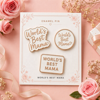 Badges métalliques personnalisés en gros, cadeaux promotionnels, ensemble de pin's de revers roses mignons, pin's en émail dur et souple avec lettres, pin's de revers 'Mama' pour cadeau de fête des Mères