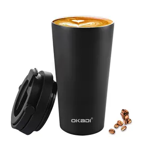 Insulated Coffee Mug 16oz Vacuum Stainless Steel Tea Tumbler With Lid And Handle Double Wall Leak-Proof Thermos Mug For Travel