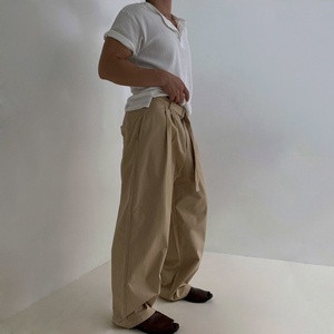 T-shirt Henry con scollo a V, tinta unita, a maniche corte, da uomo, estiva, ampia, casual, per il tempo libero, stile coreano, misto poliestere/cotone 220-240g/m - Product Image 4