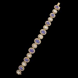 Pulsera de tenis con zafiro azul y diamantes Polki, oro de 14K y plata, diseño único, joyería de regalo para mujer con piedra de zafiro - Product Image 3