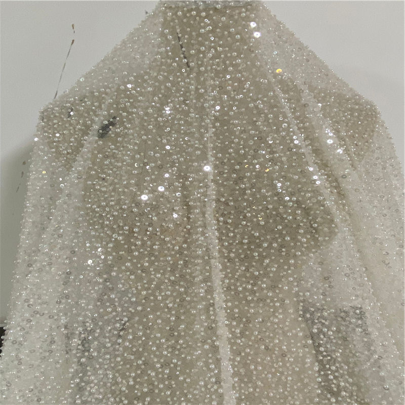 ivory pearls beads fabric