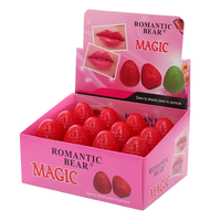 Bálsamo Labial Vegano Romántico de Frutas Orgánicas al por Mayor, Barra de Bálsamo Labial Natural a Base de Hierbas, 24 Unidades por Caja, Bálsamo Labial en Bola de Fresa Roja