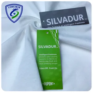 Silvadur anti bacteria technology finish bleach white dyed 100% cotton knitted interlock jersey fabric