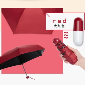 19 Inch Manual Five-Folding Windproof Travel Umbrella with UV Protection Black Coating - Product Image 1